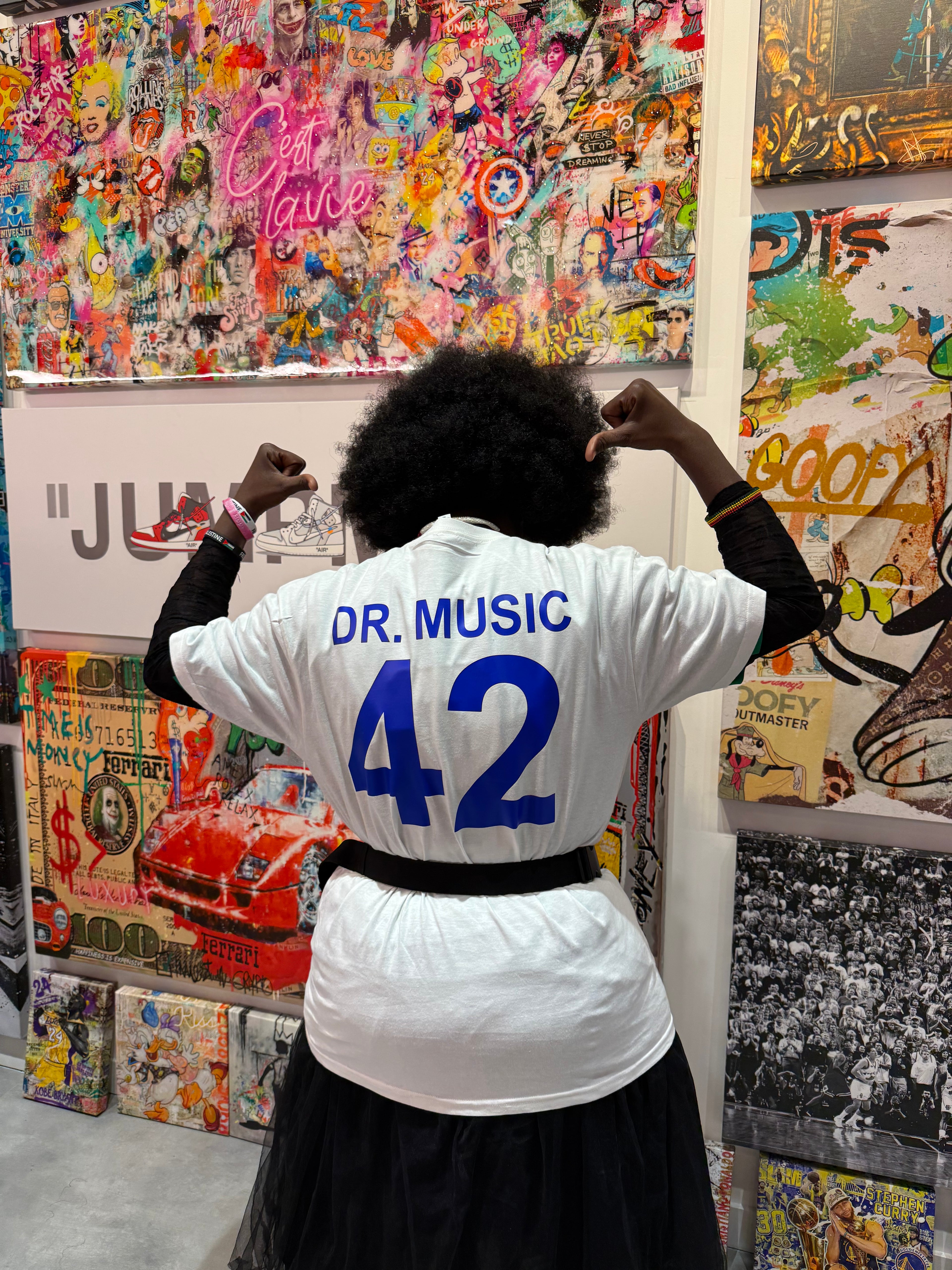 Dr Music 42 Blue Jays Blue T-shirt CUSTOM NAME on back