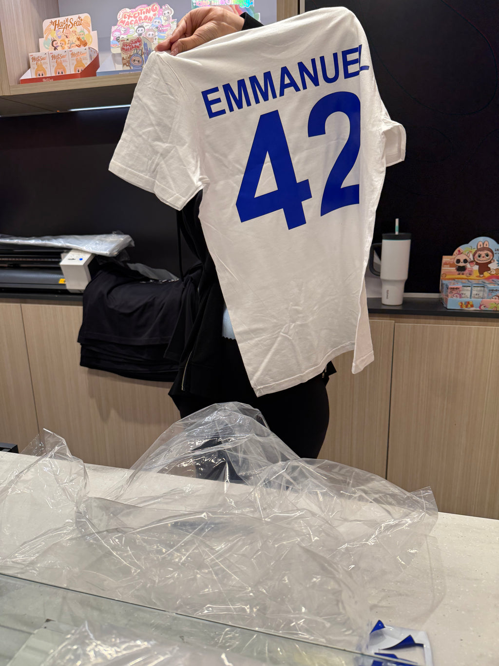 Dr Music 42 Blue Jays Blue T-shirt CUSTOM NAME on back