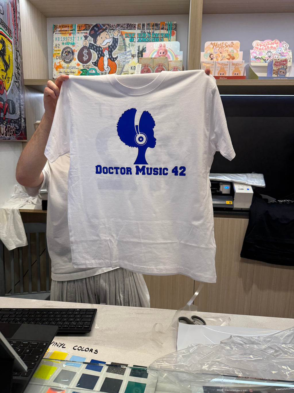 Dr Music 42 Blue Jays Blue T-shirt CUSTOM NAME on back